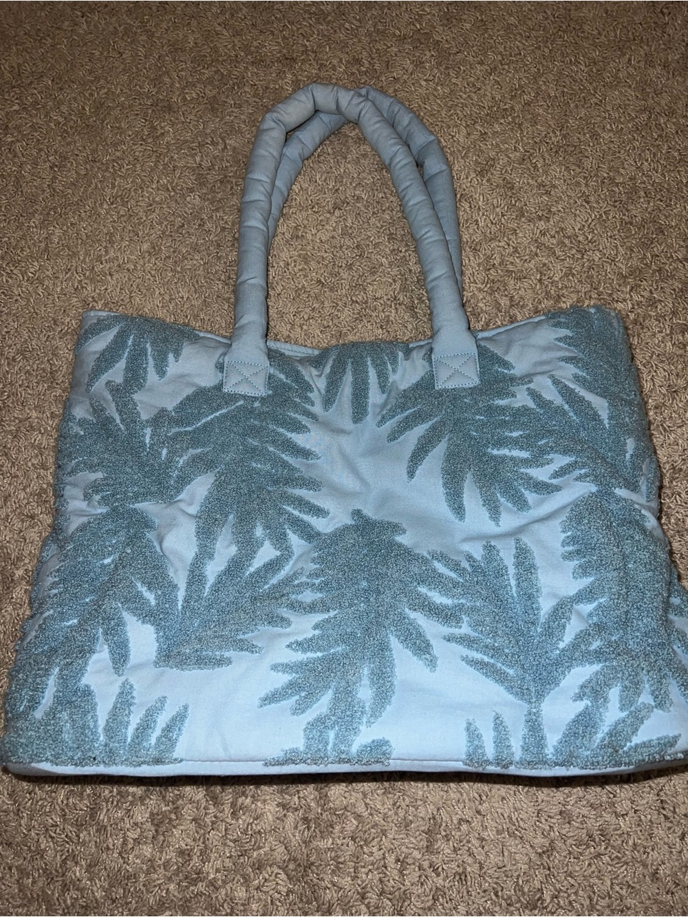 Shade & Shore Light Blue Palm Leaf Tote Bag